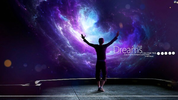 Sfondo motivante : tutti i nostri sogni possono diventare realtà, se abbiamo il coraggio di perseguirli - Walt Disney